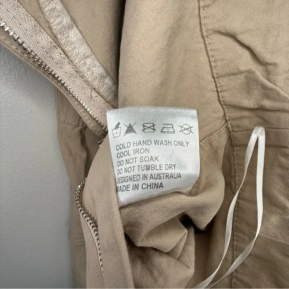 White Fox Boutique Tan Cargo Pants Womens Small Beige Cotton Utility Straight - Picture 8 of 8